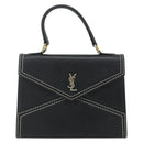SAINT LAURENT Handtas Leer Zwart Goud Auth 177280A-13