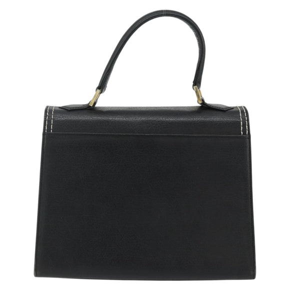 SAINT LAURENT Handtas Leer Zwart Goud Auth 177280A