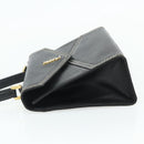 SAINT LAURENT Handtas Leer Zwart Goud Auth 177280A-3