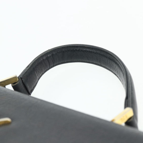 SAINT LAURENT Handtas Leer Zwart Goud Auth 177280A