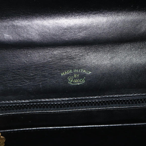 GUCCI Hand Bag Leather Black Auth 177281A