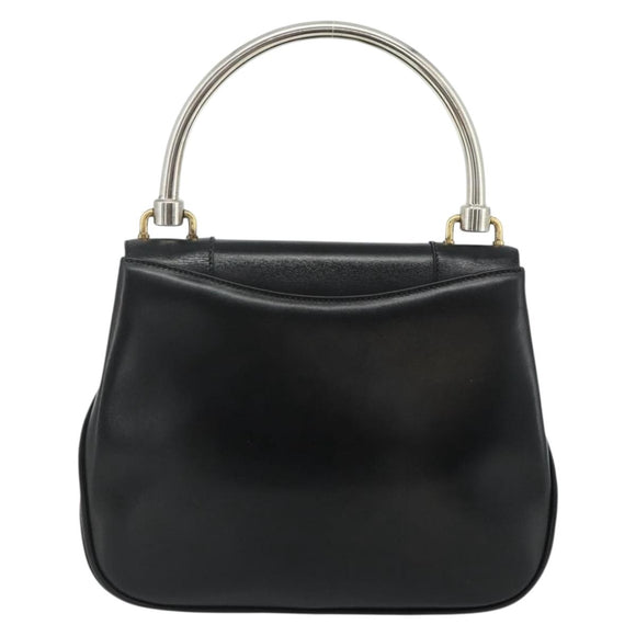 GUCCI Hand Bag Leather Black Auth 177281A