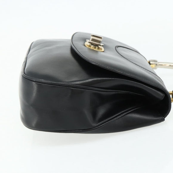 GUCCI Hand Bag Leather Black Auth 177281A