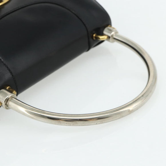 GUCCI Hand Bag Leather Black Auth 177281A
