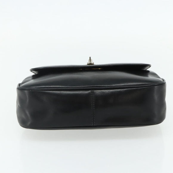 GUCCI Hand Bag Leather Black Auth 177281A