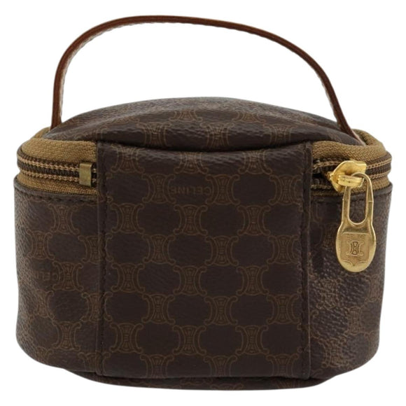 CELINE Macadam Canvas Hand pouch Hand Bag PVC Leather Brown Gold Auth 177287A