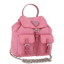 PRADA Chain Shoulder Bag Nylon Pink Silver Auth 177289A-1