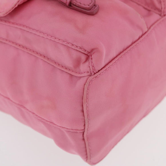 PRADA Chain Shoulder Bag Nylon Pink Silver Auth 177289A