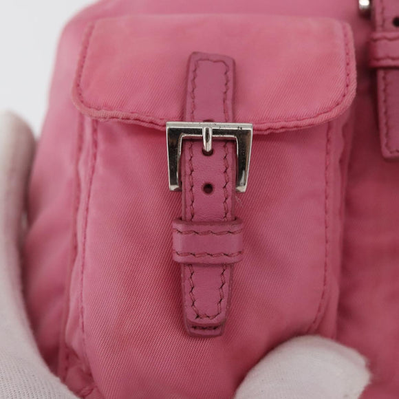 PRADA Chain Shoulder Bag Nylon Pink Silver Auth 177289A