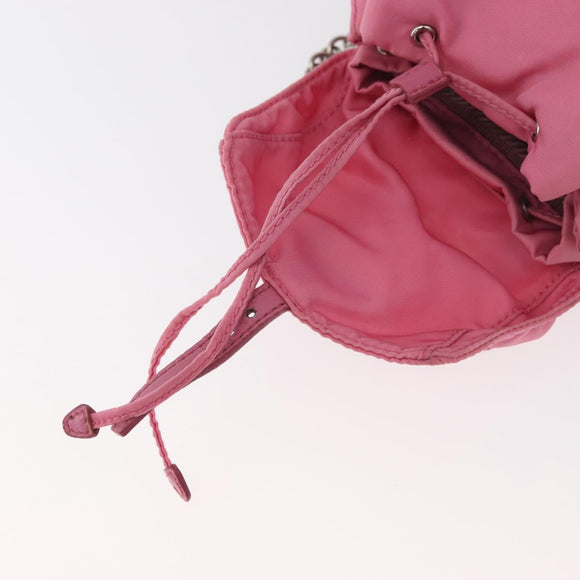 PRADA Chain Shoulder Bag Nylon Pink Silver Auth 177289A