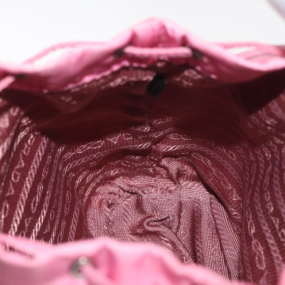 PRADA Chain Shoulder Bag Nylon Pink Silver Auth 177289A