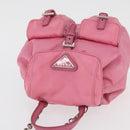 PRADA Chain Shoulder Bag Nylon Pink Silver Auth 177289A-6