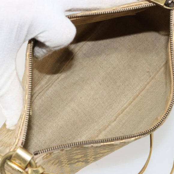 CELINE Shoulder Bag Suede Gold Auth 177291A