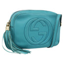 GUCCI Soho Shoulder Bag Leather Light Blue Gold 308364 Auth 177292A-1