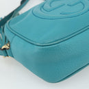 GUCCI Soho Shoulder Bag Leather Light Blue Gold 308364 Auth 177292A-11