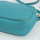 GUCCI Soho Shoulder Bag Leather Light Blue Gold 308364 Auth 177292A-12