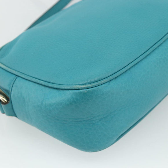 GUCCI Soho Shoulder Bag Leather Light Blue Gold 308364 Auth 177292A