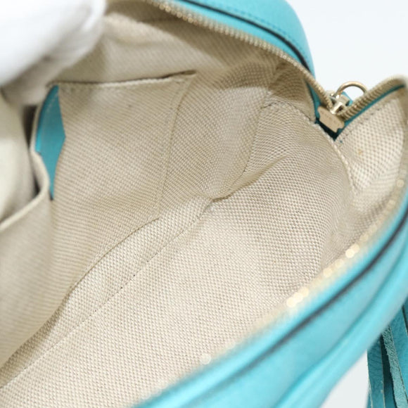 GUCCI Soho Shoulder Bag Leather Light Blue Gold 308364 Auth 177292A