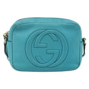 GUCCI Soho Shoulder Bag Leather Light Blue Gold 308364 Auth 177292A-2