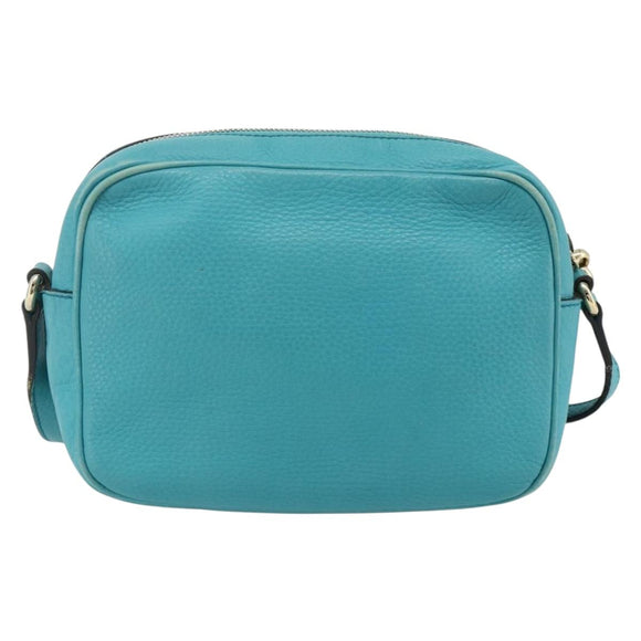 GUCCI Soho Shoulder Bag Leather Light Blue Gold 308364 Auth 177292A