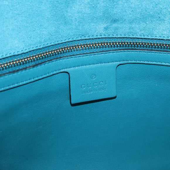 GUCCI Micro GG Canvas Clutch Bag PVC Turquoise Blue Gold 339249 Auth 177302A