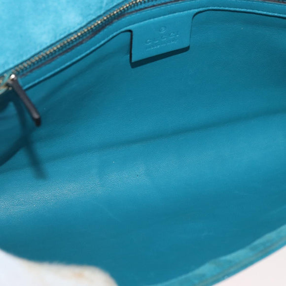 GUCCI Micro GG Canvas Clutch Bag PVC Turquoise Blue Gold 339249 Auth 177302A