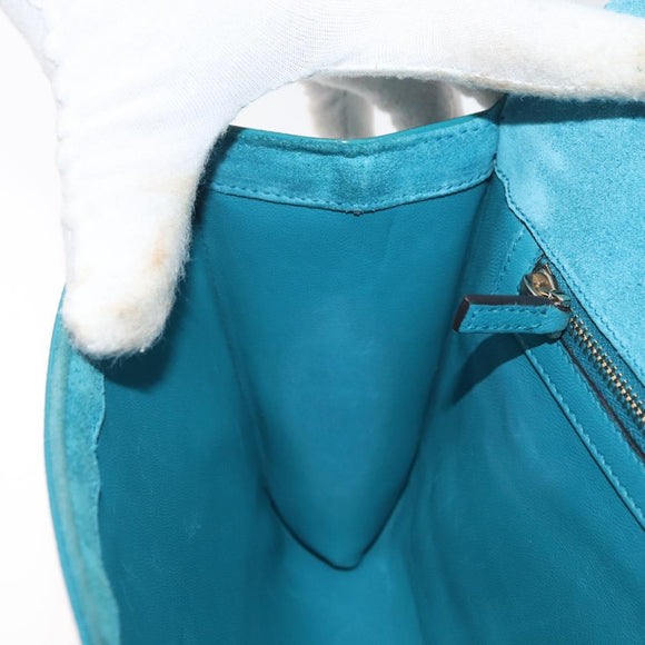 GUCCI Micro GG Canvas Clutch Bag PVC Turquoise Blue Gold 339249 Auth 177302A