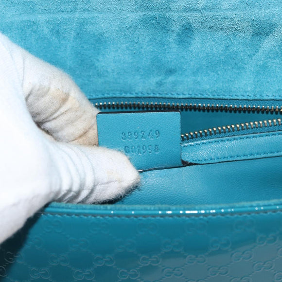 GUCCI Micro GG Canvas Clutch Bag PVC Turquoise Blue Gold 339249 Auth 177302A