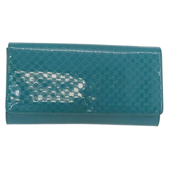 GUCCI Micro GG Canvas Clutch Bag PVC Turquoise Blue Gold 339249 Auth 177302A