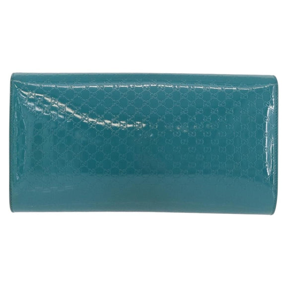 GUCCI Micro GG Canvas Clutch Bag PVC Turquoise Blue Gold 339249 Auth 177302A