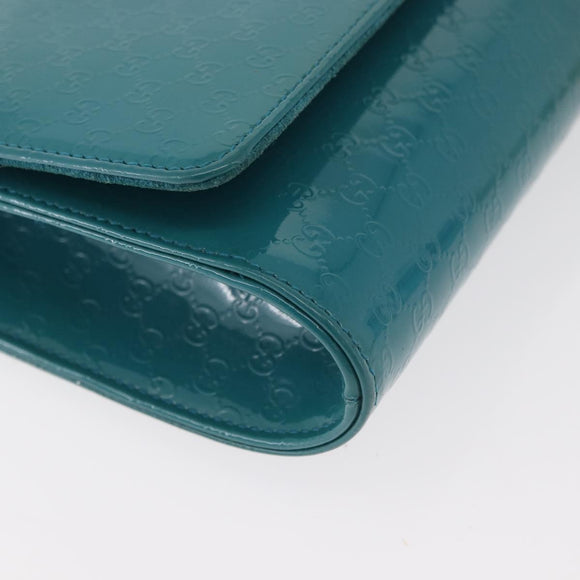 GUCCI Micro GG Canvas Clutch Bag PVC Turquoise Blue Gold 339249 Auth 177302A