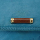 LOEWE Anagram Shoulder Bag Leather Turquoise Blue Gold Auth 177303-17
