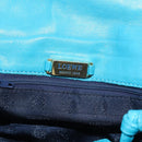 LOEWE Anagram Shoulder Bag Leather Turquoise Blue Gold Auth 177303-18