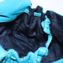 LOEWE Anagram Shoulder Bag Leather Turquoise Blue Gold Auth 177303-19