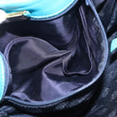 LOEWE Anagram Shoulder Bag Leather Turquoise Blue Gold Auth 177303-12