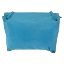 LOEWE Anagram Shoulder Bag Leather Turquoise Blue Gold Auth 177303-2