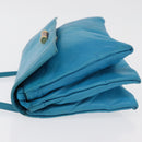 LOEWE Anagram Shoulder Bag Leather Turquoise Blue Gold Auth 177303-4