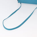 LOEWE Anagram Shoulder Bag Leather Turquoise Blue Gold Auth 177303-7