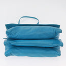 LOEWE Anagram Shoulder Bag Leather Turquoise Blue Gold Auth 177303-5