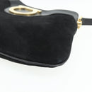 Salvatore Ferragamo Gancini Shoulder Bag Suede Black Gold Auth 177304A-10