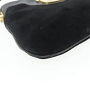 Salvatore Ferragamo Gancini Shoulder Bag Suede Black Gold Auth 177304A-11