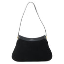Salvatore Ferragamo Gancini Shoulder Bag Suede Black Gold Auth 177304A-3