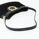 Salvatore Ferragamo Gancini Shoulder Bag Suede Black Gold Auth 177304A-7