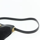 Salvatore Ferragamo Gancini Shoulder Bag Suede Black Gold Auth 177304A-8