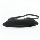 Salvatore Ferragamo Gancini Shoulder Bag Suede Black Gold Auth 177304A-9