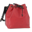 LOUIS VUITTON Epi Petit Noe Shoulder Bag Bicolor Black Red M44172 Auth 177306A-1