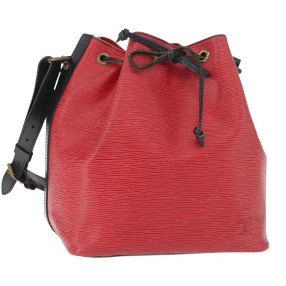LOUIS VUITTON Epi Petit Noe Shoulder Bag Bicolor Black Red M44172 Auth 177306A
