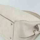 Salvatore Ferragamo Gancini Hand Bag Leather White Silver Auth 177310A-12