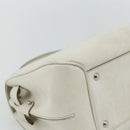 Salvatore Ferragamo Gancini Hand Bag Leather White Silver Auth 177310A-13