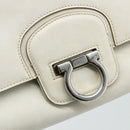 Salvatore Ferragamo Gancini Hand Bag Leather White Silver Auth 177310A-14
